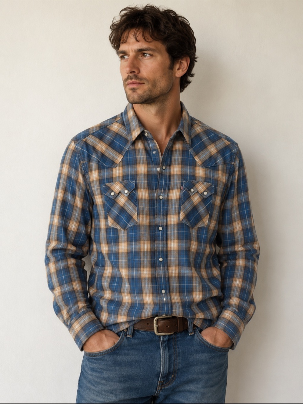 Polo Jeans Company Ralph Lauren Western Pearl Snap Plaid Shirt. Sz large